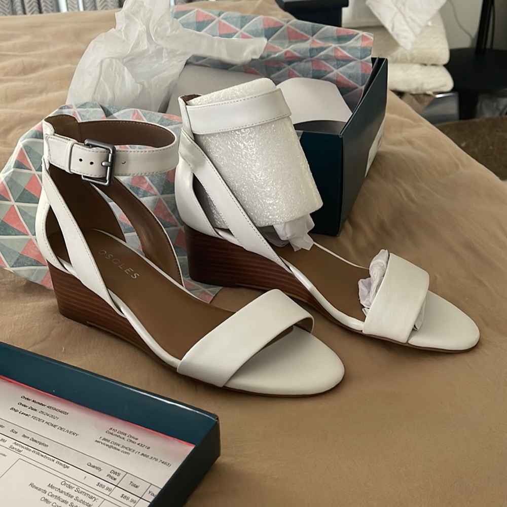 Aerosoles Willowbrook Wedge Sandal White Leather